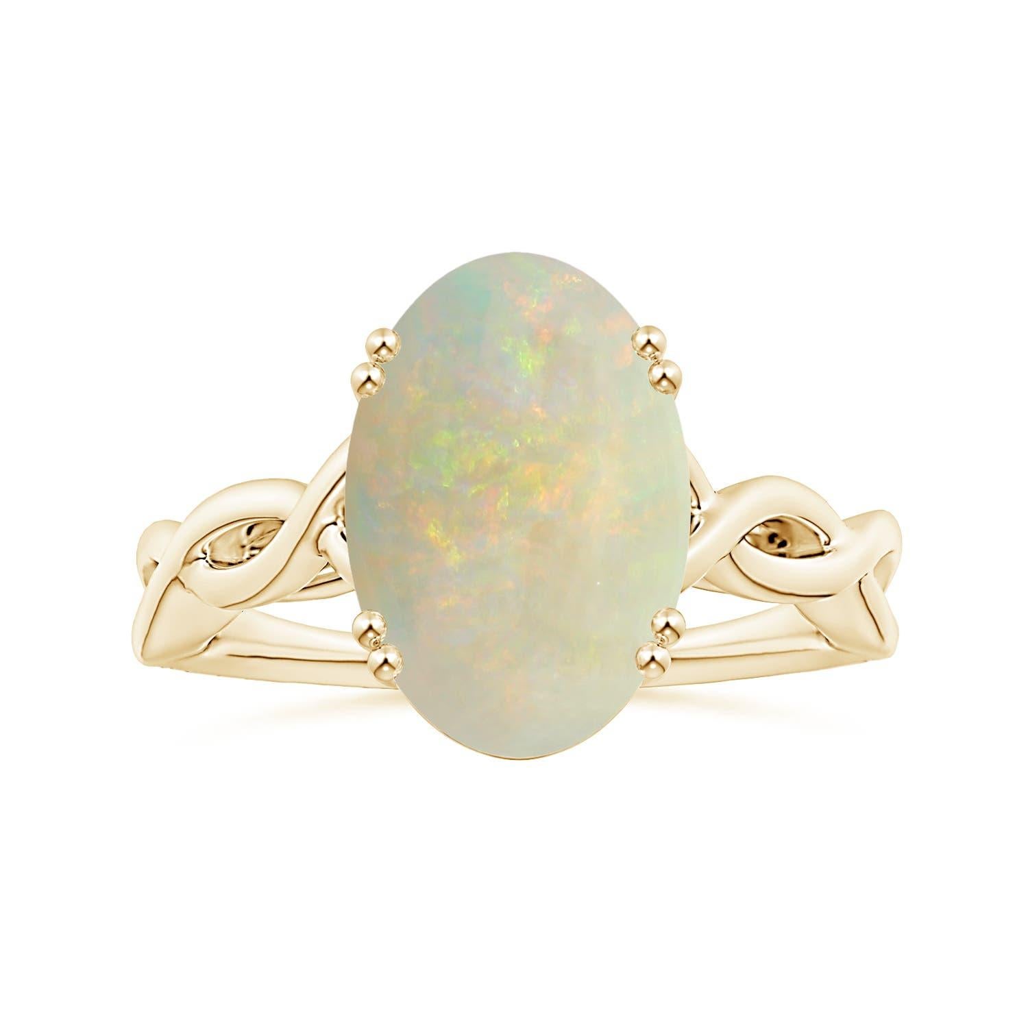 Angara Bague en or massif 14K avec opale ovale certifiée GIA et solitaire de 4,65 ct. en vente 3