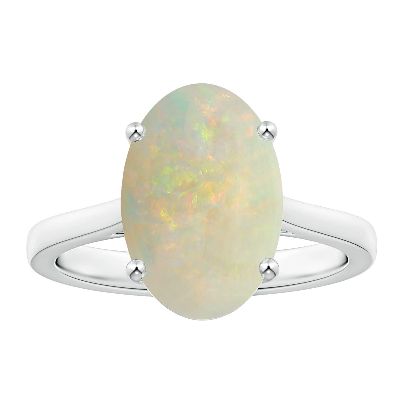Anello con solitario ovale da 4,65 ct in oro massiccio di Angara Nature certificato GIA