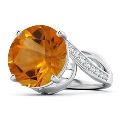 Angara Natural GIA Certified Solitaire Round 9.03 ct Citrine Ring in 14K Gold