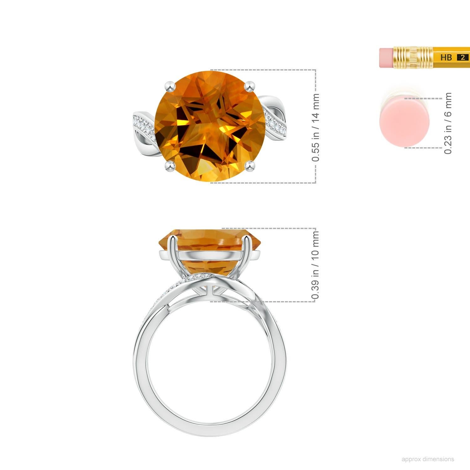 Angara Nature Solitaire certifié GIA 9,03 ct Citrine ronde en or 14K en vente 2