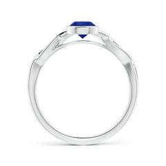 Angara Natural GIA Certified Solitaire Round Blue Sapphire Ring in 14K Gold