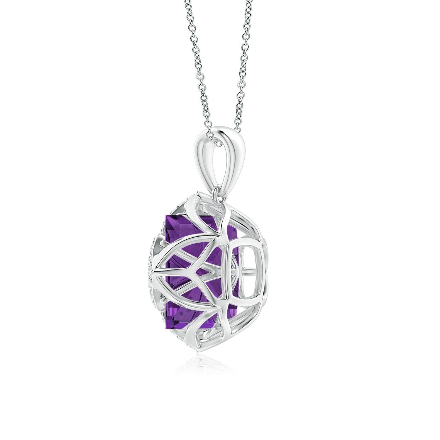 Angara Natural GIA zertifiziert Quadrat 7,55 ct Amethyst und Diamant in 14K Gold (Carréeschliff) im Angebot
