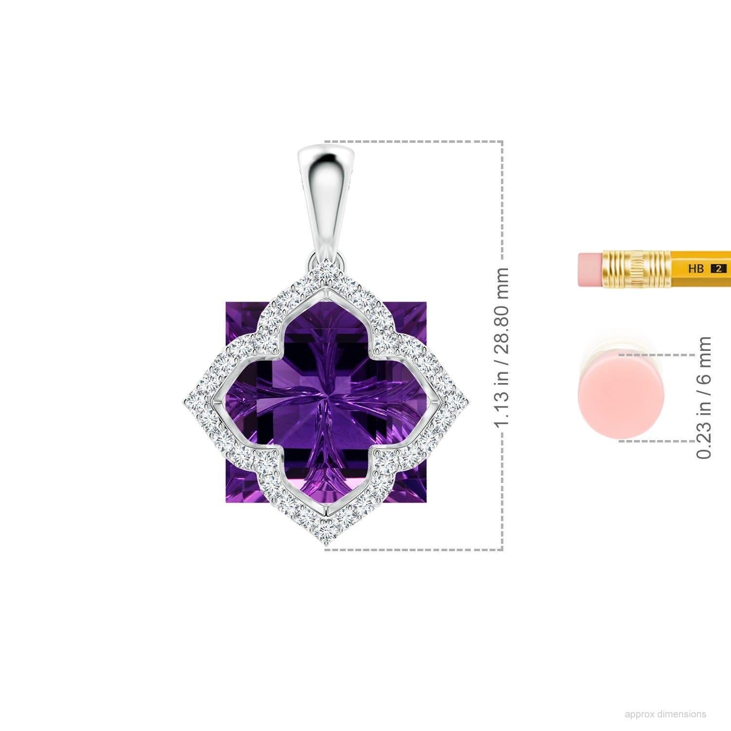 Angara Natural GIA zertifiziert Quadrat 7,55 ct Amethyst und Diamant in 14K Gold im Zustand „Neu“ im Angebot in Los Angeles, CA