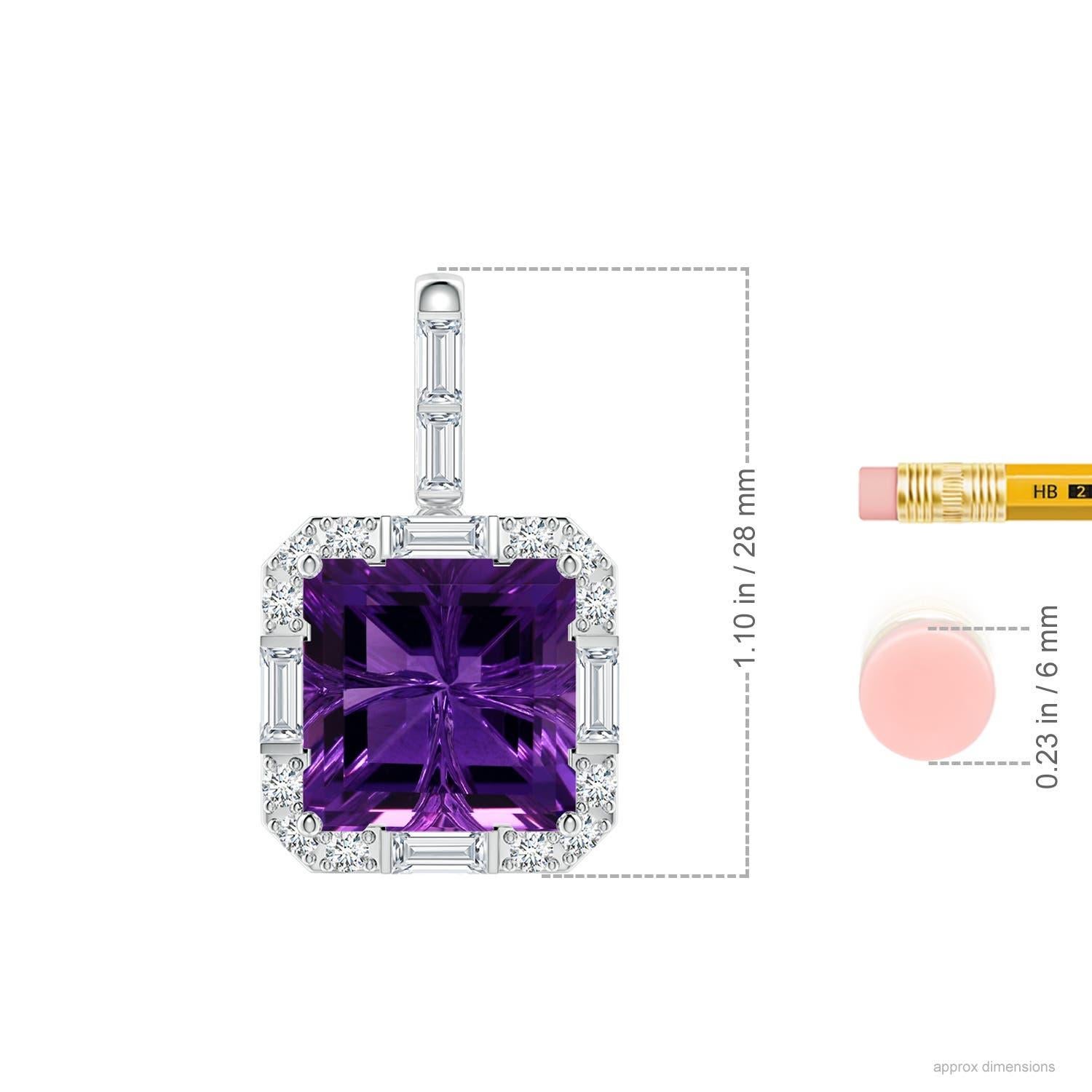 Angara Natural GIA zertifiziert Quadrat 7,55 ct Amethyst Halo-Anhänger in 14K Gold im Zustand „Neu“ im Angebot in Los Angeles, CA