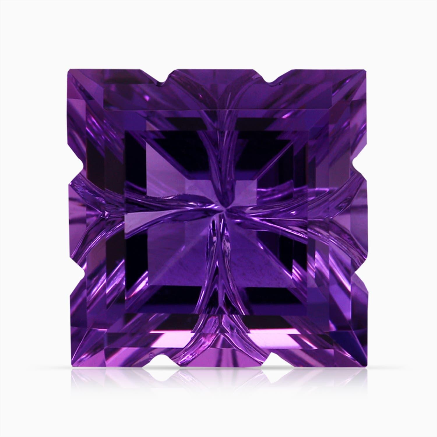 Angara Natural GIA zertifiziert Quadrat 7,55 ct Amethyst Halo-Anhänger in 14K Gold im Angebot 1