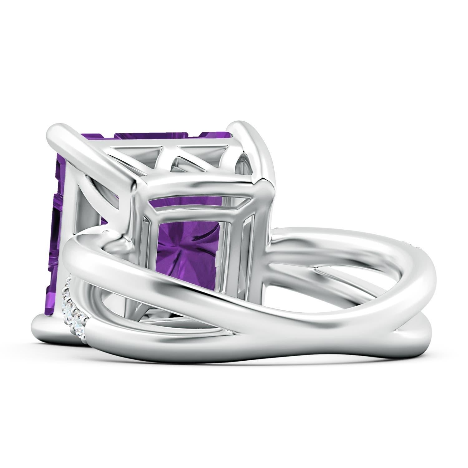 Angara Bague en or 14 carats certifiée GIA avec améthyste carrée de 7,55 ct et diamant Neuf - En vente à Los Angeles, CA