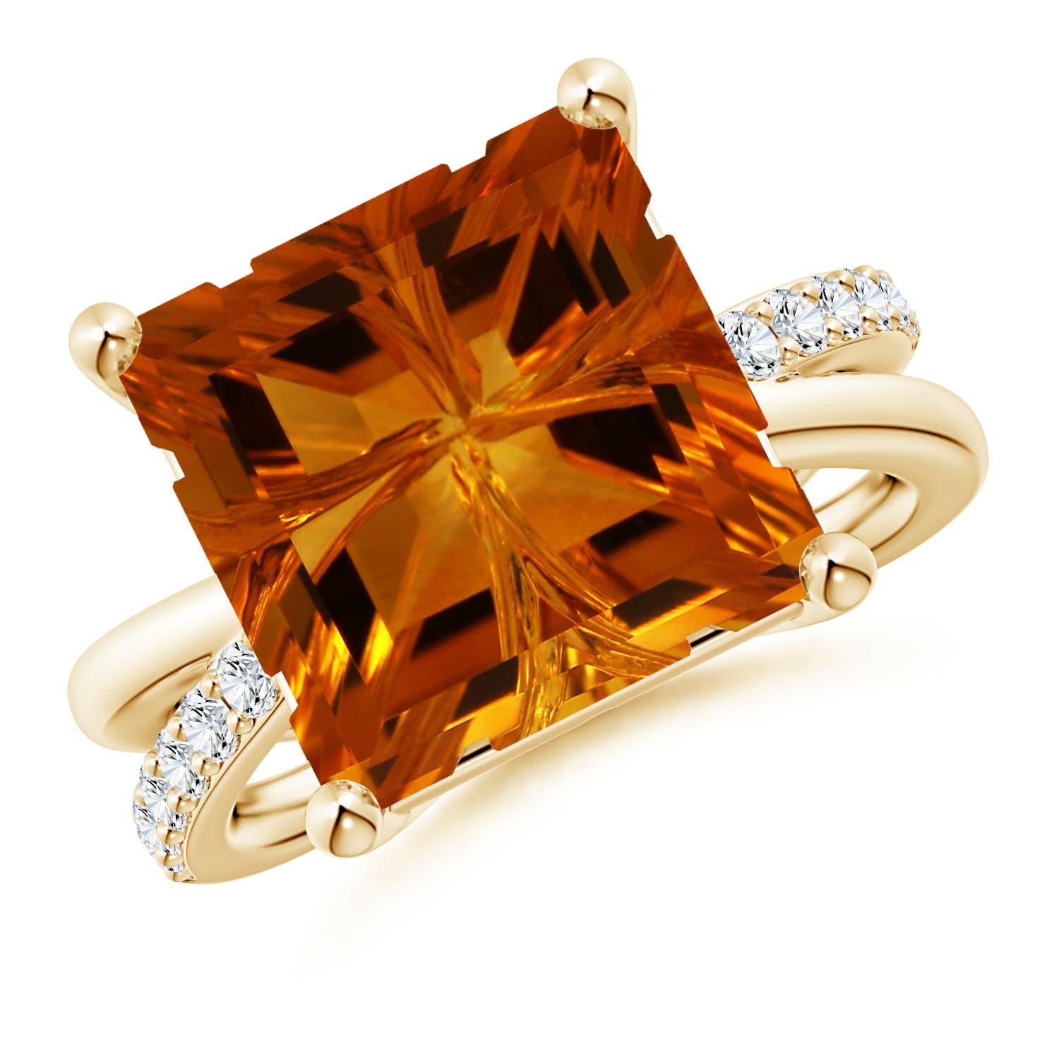Anello incrociato con Citrino quadrato da 7,69 carati certificato GIA di Angara in oro 14K in vendita 4