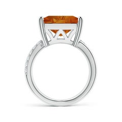 Angara Natural GIA Certified Square 7.69 ct Citrine Crossover Ring in 14K Gold