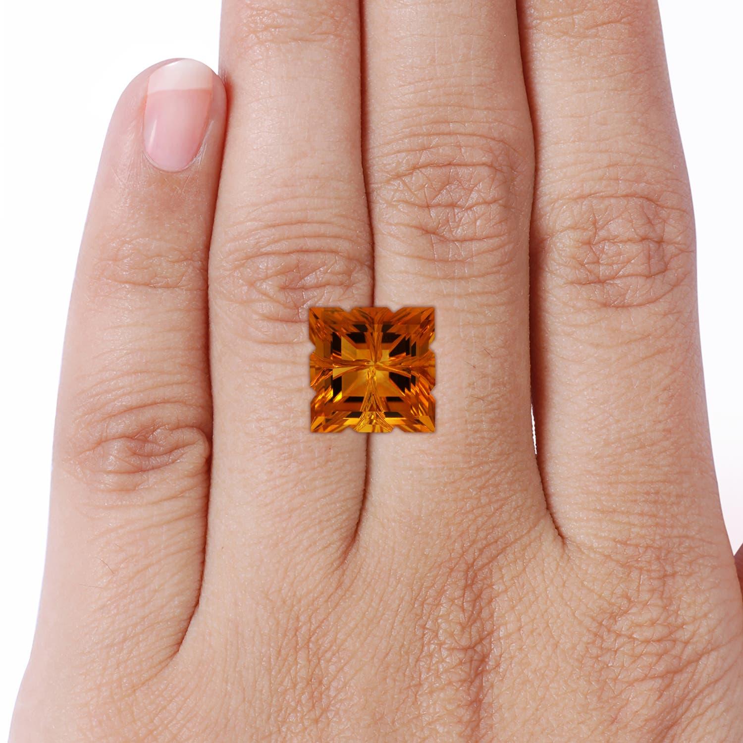 Anello incrociato con Citrino quadrato da 7,69 carati certificato GIA di Angara in oro 14K in vendita 3