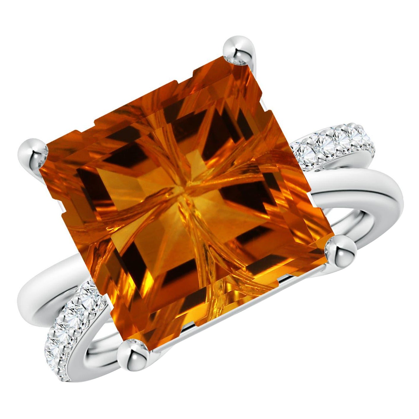 Bague croisée en or 14K avec citrine naturelle certifiée GIA de 7,69 ct.