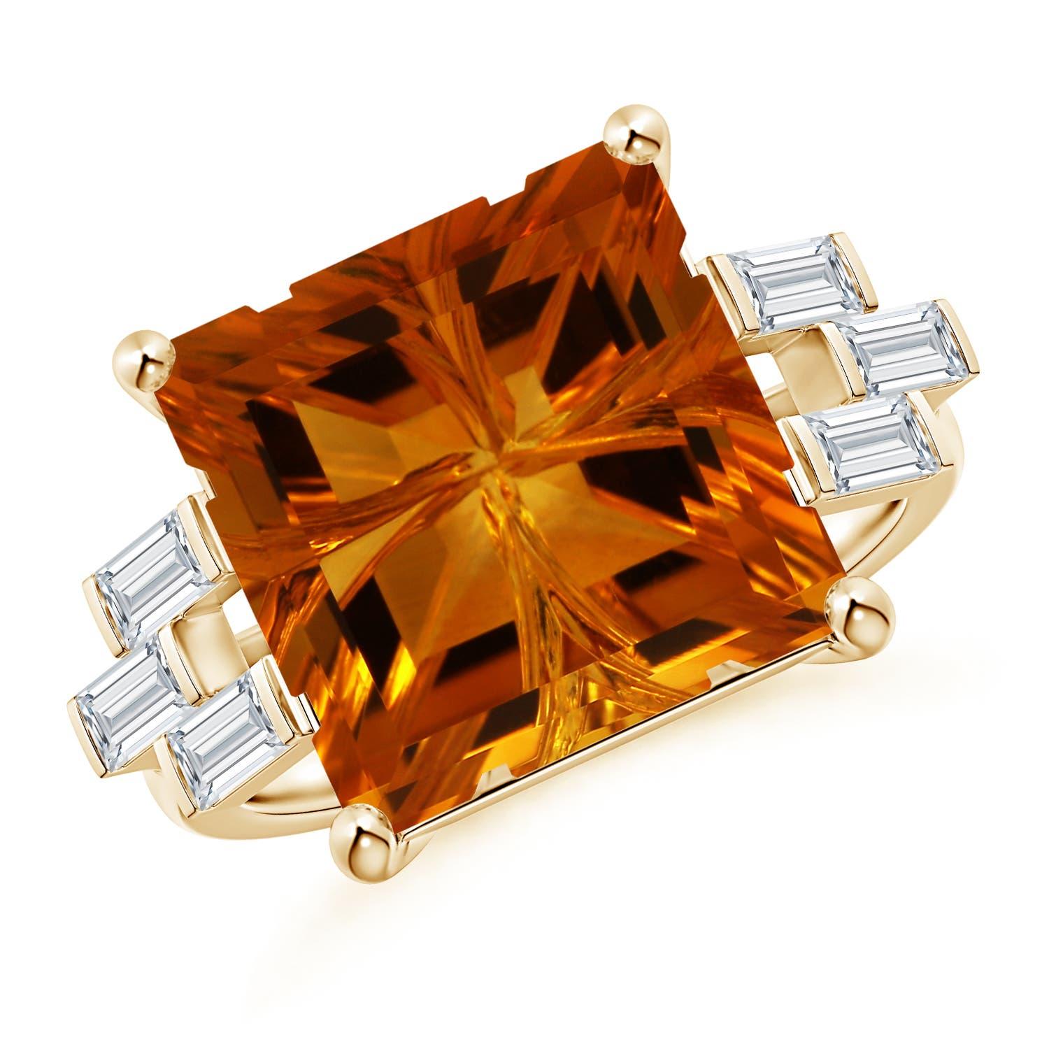 Angara Anillo de Oro de 14K con Citrino y Diamantes Cuadrados de 7,69 ct con Certificado GIA Natural en venta 4