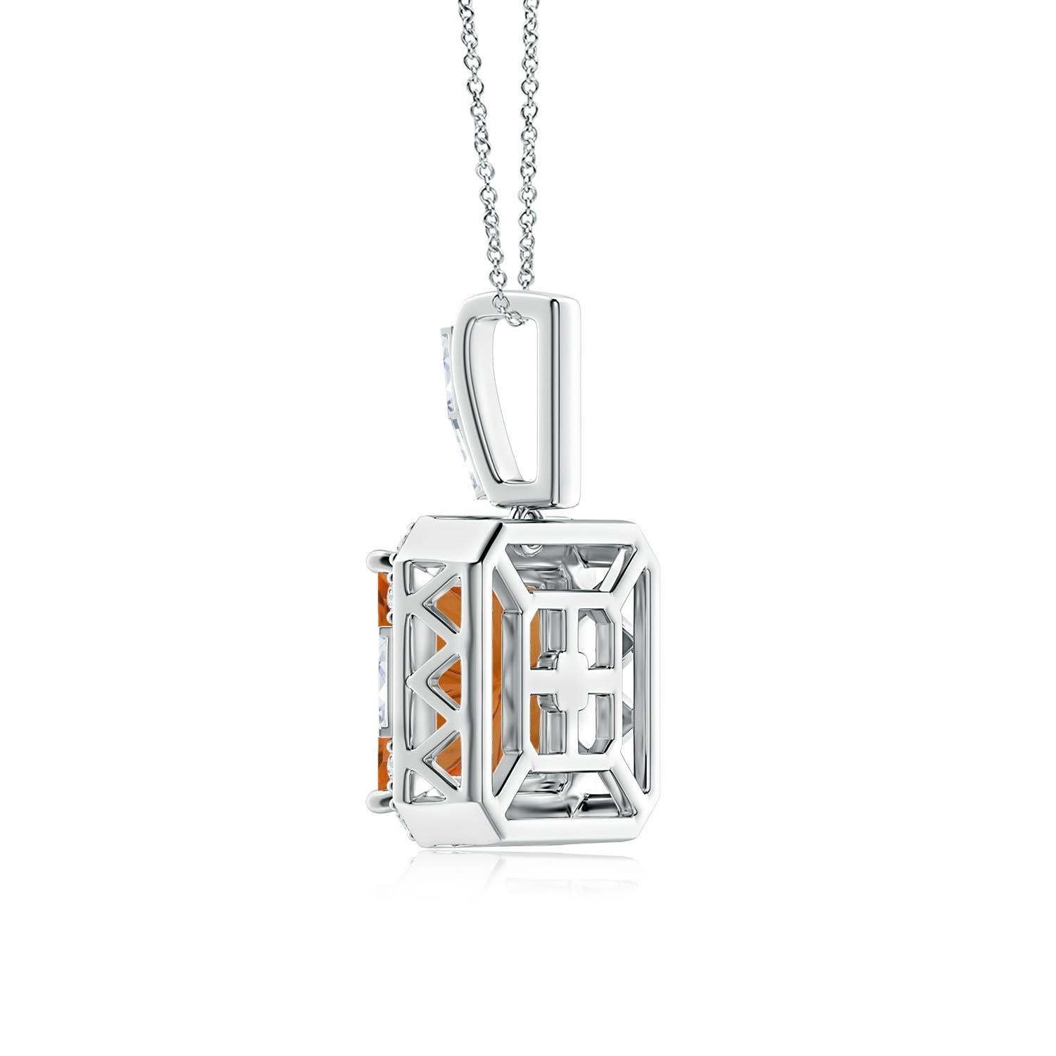Angara Natural GIA zertifiziert Quadrat 7,69 ct Citrin Halo-Anhänger in 14K Gold (Carréeschliff) im Angebot