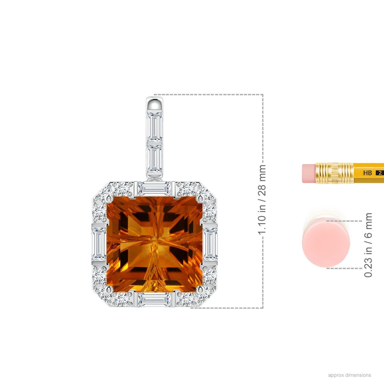 Angara Natural GIA zertifiziert Quadrat 7,69 ct Citrin Halo-Anhänger in 14K Gold im Zustand „Neu“ im Angebot in Los Angeles, CA