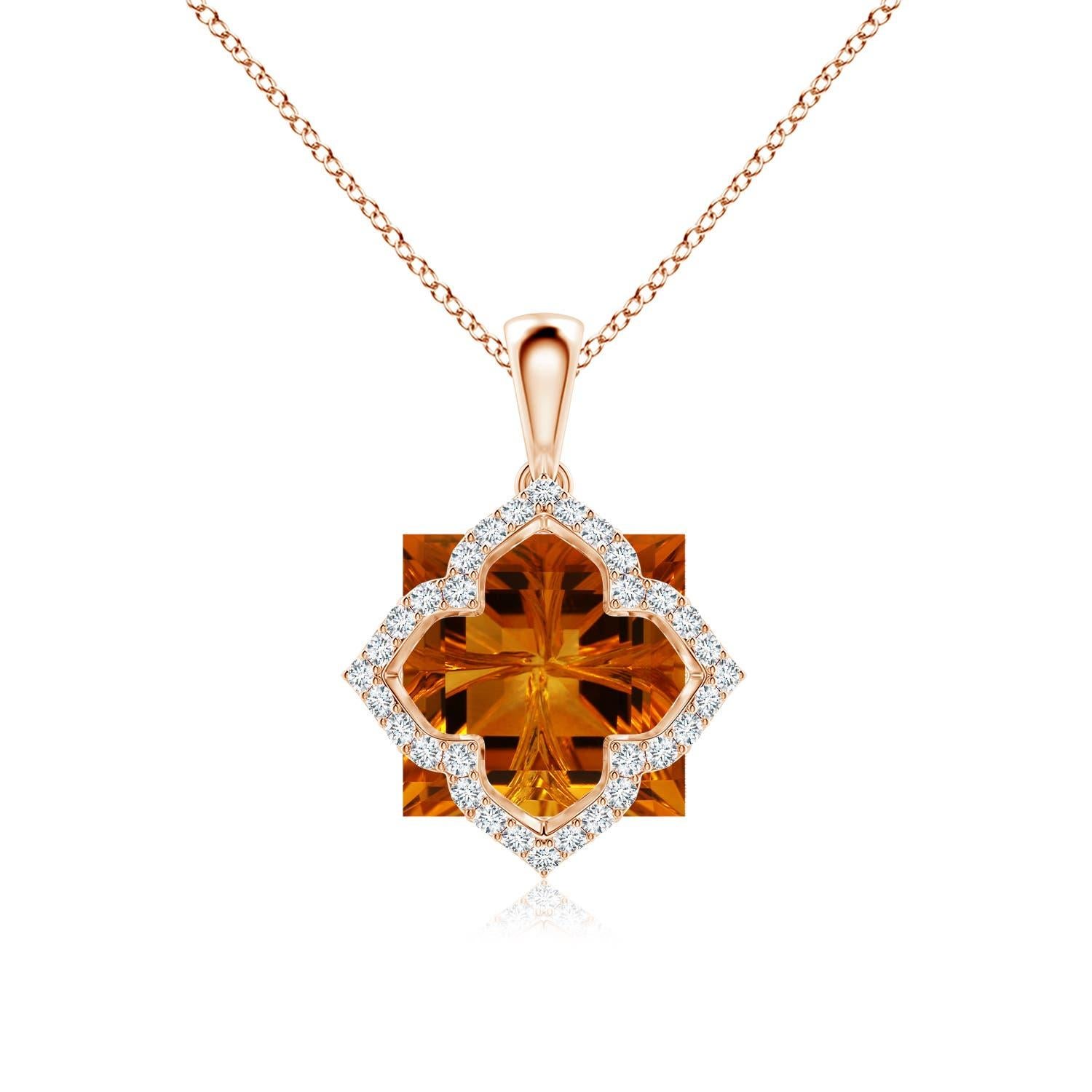 Angara Colgante de Oro de 14 quilates con Citrino y Diamantes Cuadrados de 7,69 ct con Certificado GIA Natural en venta 4