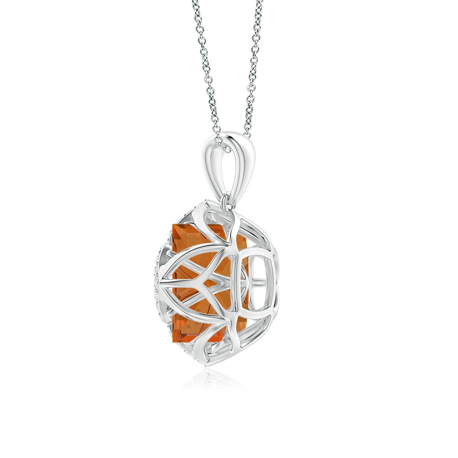 Angara Colgante de Oro de 14 quilates con Citrino y Diamantes Cuadrados de 7,69 ct con Certificado GIA Natural Corte cuadrado en venta
