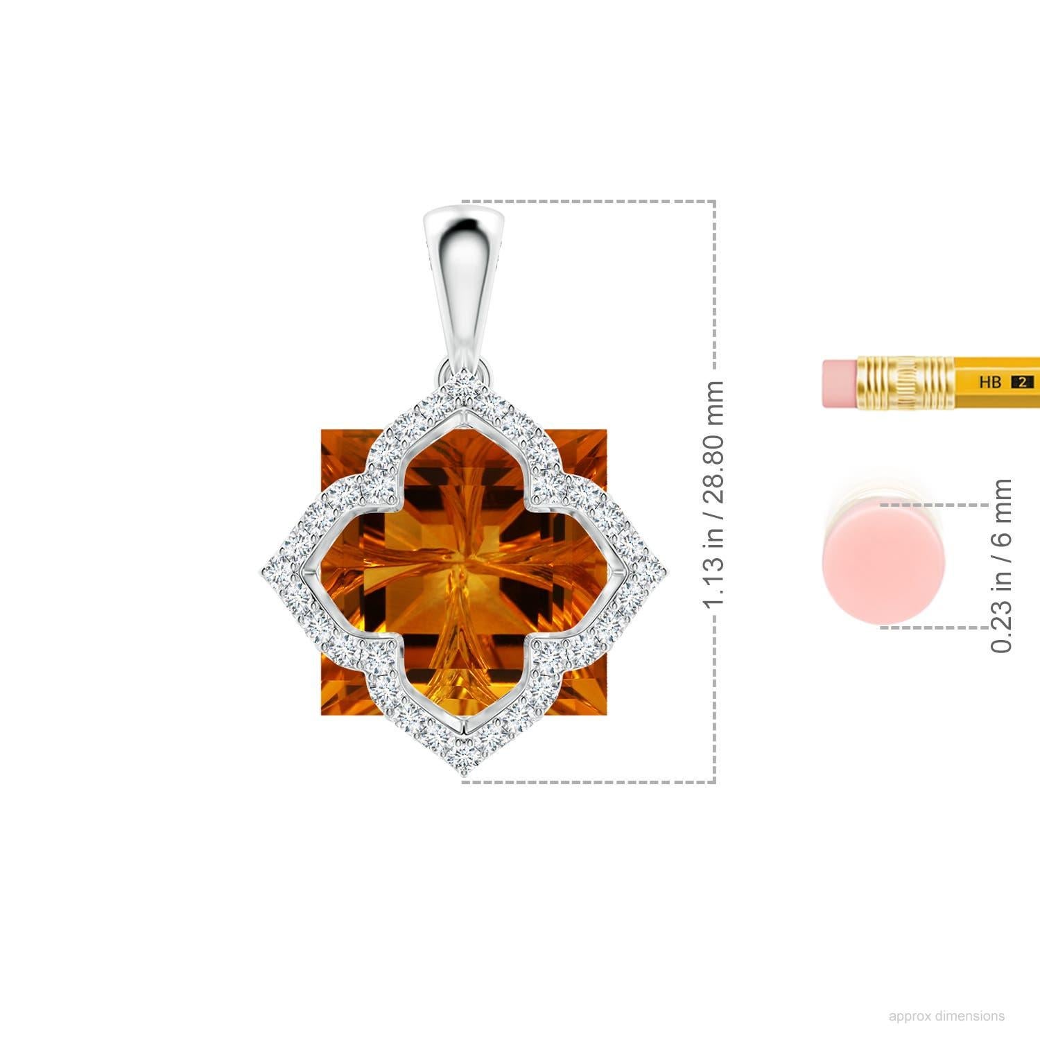 Angara Colgante de Oro de 14 quilates con Citrino y Diamantes Cuadrados de 7,69 ct con Certificado GIA Natural en Nuevo estado para la venta en Los Angeles, CA