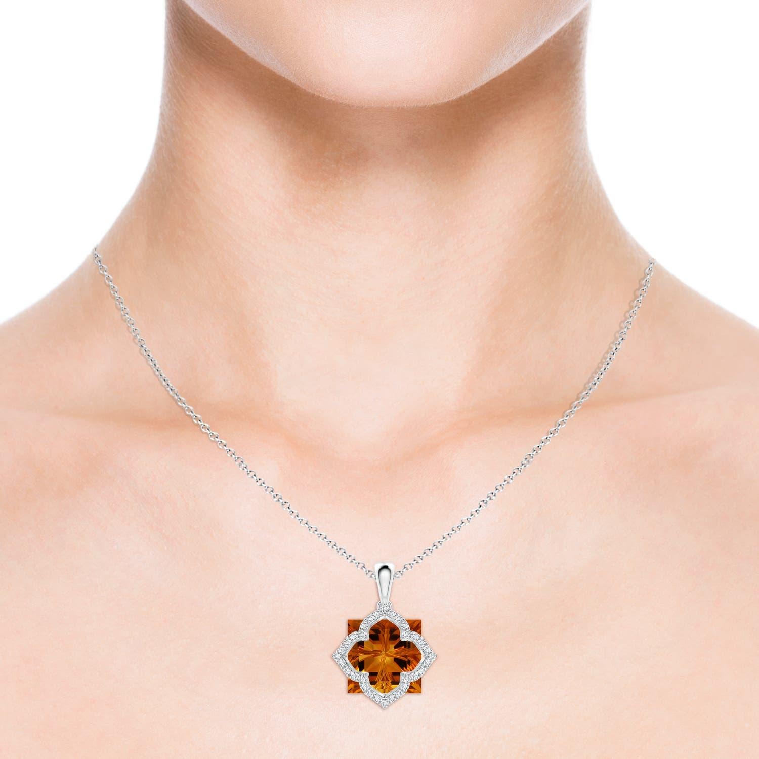 De las mujeres Angara Colgante de Oro de 14 quilates con Citrino y Diamantes Cuadrados de 7,69 ct con Certificado GIA Natural en venta