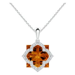 Angara Colgante de Oro de 14 quilates con Citrino y Diamantes Cuadrados de 7,69 ct con Certificado GIA Natural