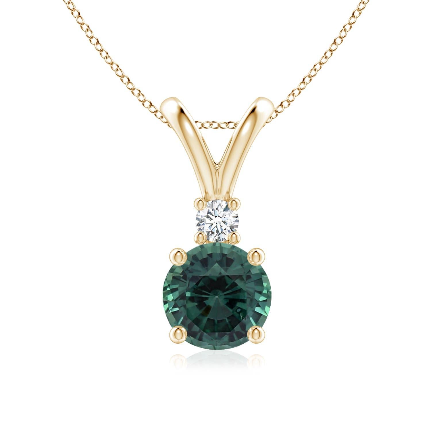 Pendentif solitaire en or 14K avec saphir de Montana certifié GIA et de couleur sarcelle naturelle Angara en vente 2