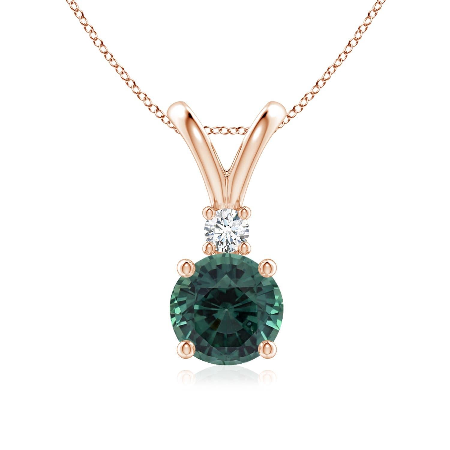 Pendentif solitaire en or 14K avec saphir de Montana certifié GIA et de couleur sarcelle naturelle Angara en vente 3