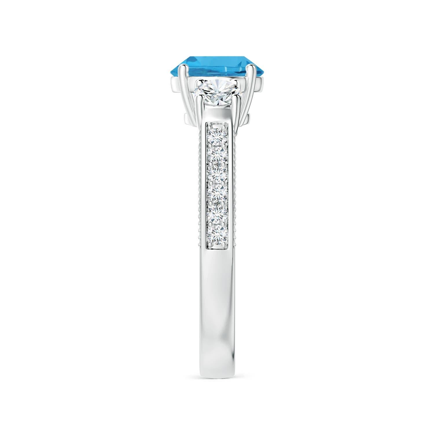 Taglio rotondo A. Stone naturale certificato GIA con tre pietre da 1,56 ct Anello di Topazio Blu Svizzero in oro 14K in vendita