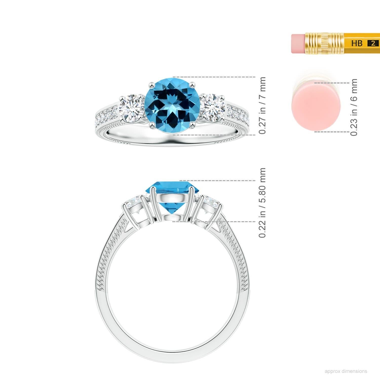 Donna A. Stone naturale certificato GIA con tre pietre da 1,56 ct Anello di Topazio Blu Svizzero in oro 14K in vendita
