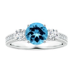 Angara natürlichen GIA zertifiziert drei Stein 1,56 ct Schweizer Blau Topas Ring 14K Gold