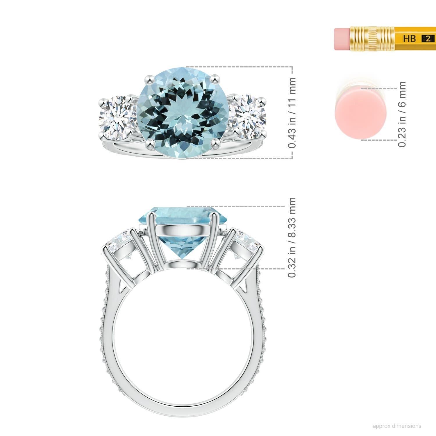 Angara natürlichen GIA zertifiziert drei Stein 3,81 ct Aquamarin Ring in 14K Gold Damen im Angebot