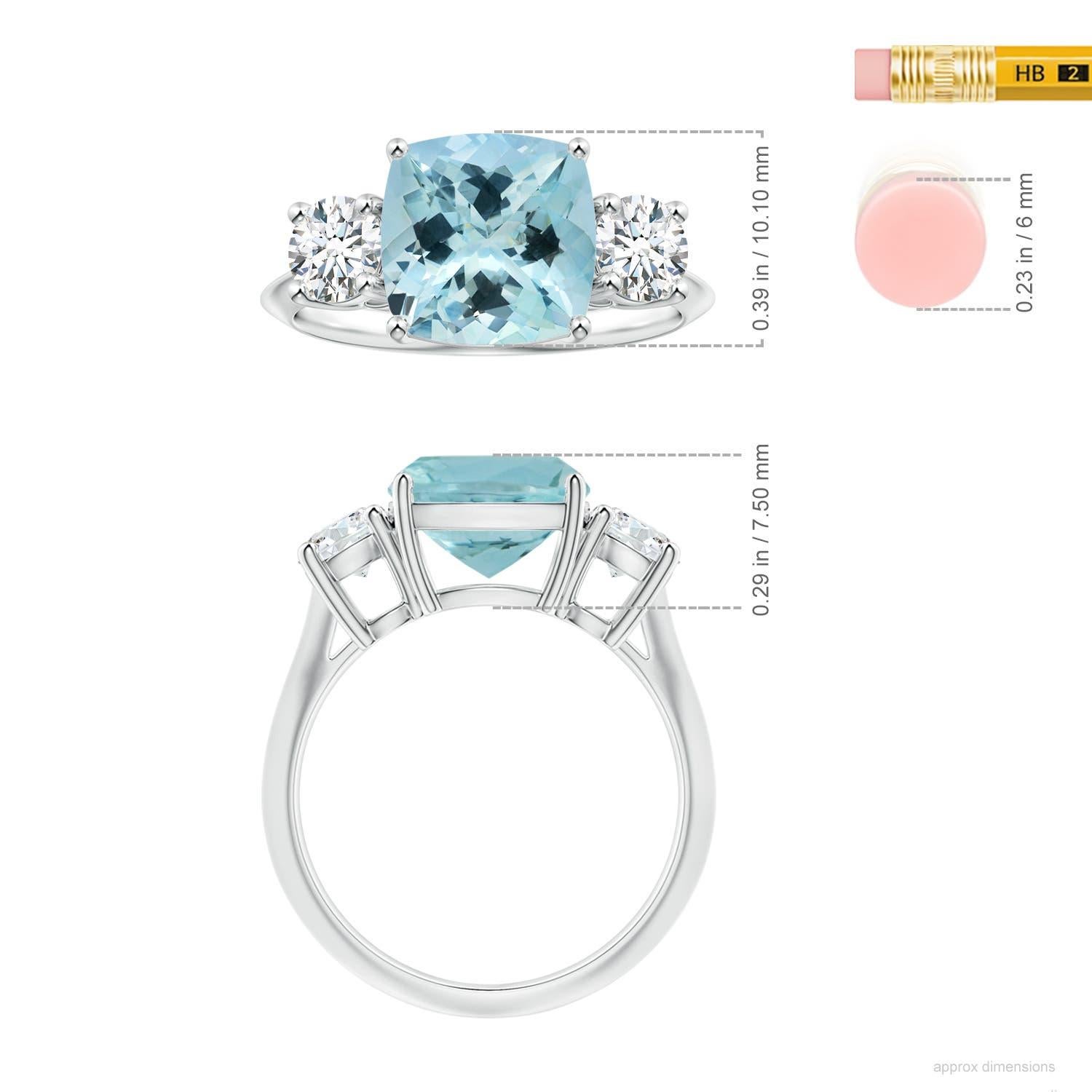 Aigue-marine en or 14 carats certifiée GIA à trois pierres 3(51) Pour femmes en vente