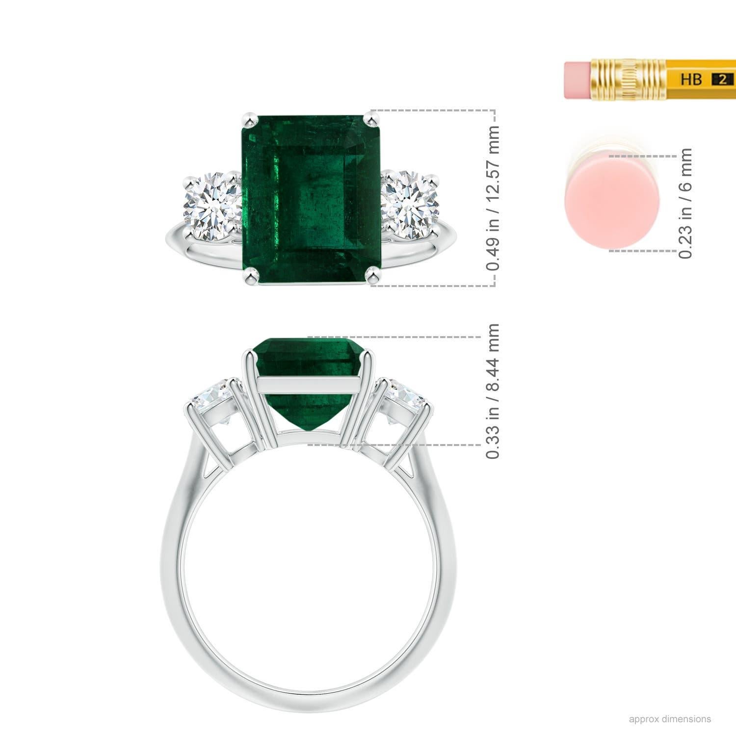 Donna Anello con smeraldo a tre pietre con taglio a smeraldo di Angara Nature certificato GIA in oro 14K in vendita