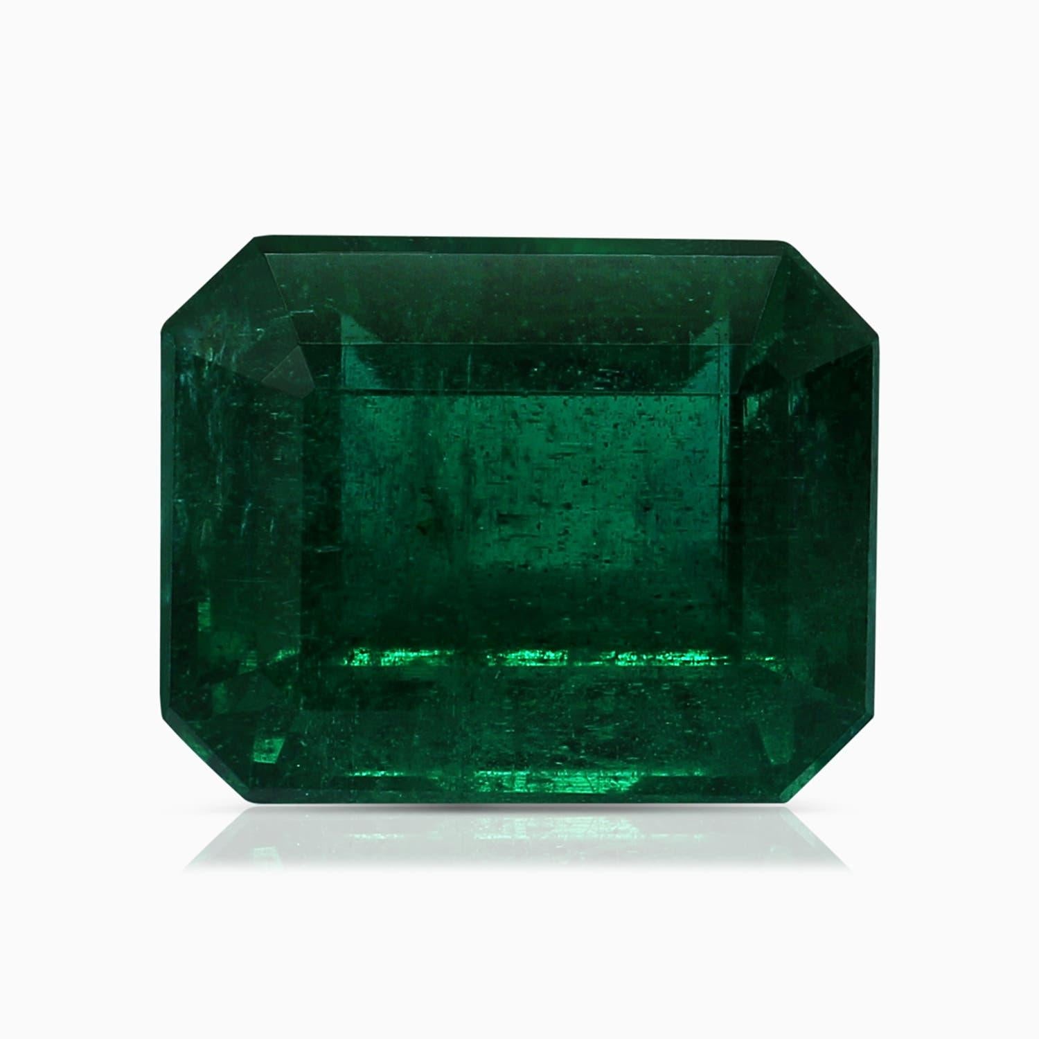Anello con smeraldo a tre pietre con taglio a smeraldo di Angara Nature certificato GIA in oro 14K in vendita 1