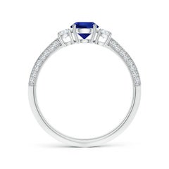 Angara Natural GIA Certified Three Stone Sapphire Ring in 14K Gold for Women