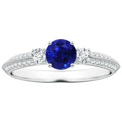 Angara natürlichen GIA zertifiziert drei Stein Saphir Ring in 14K Gold für Frauen
