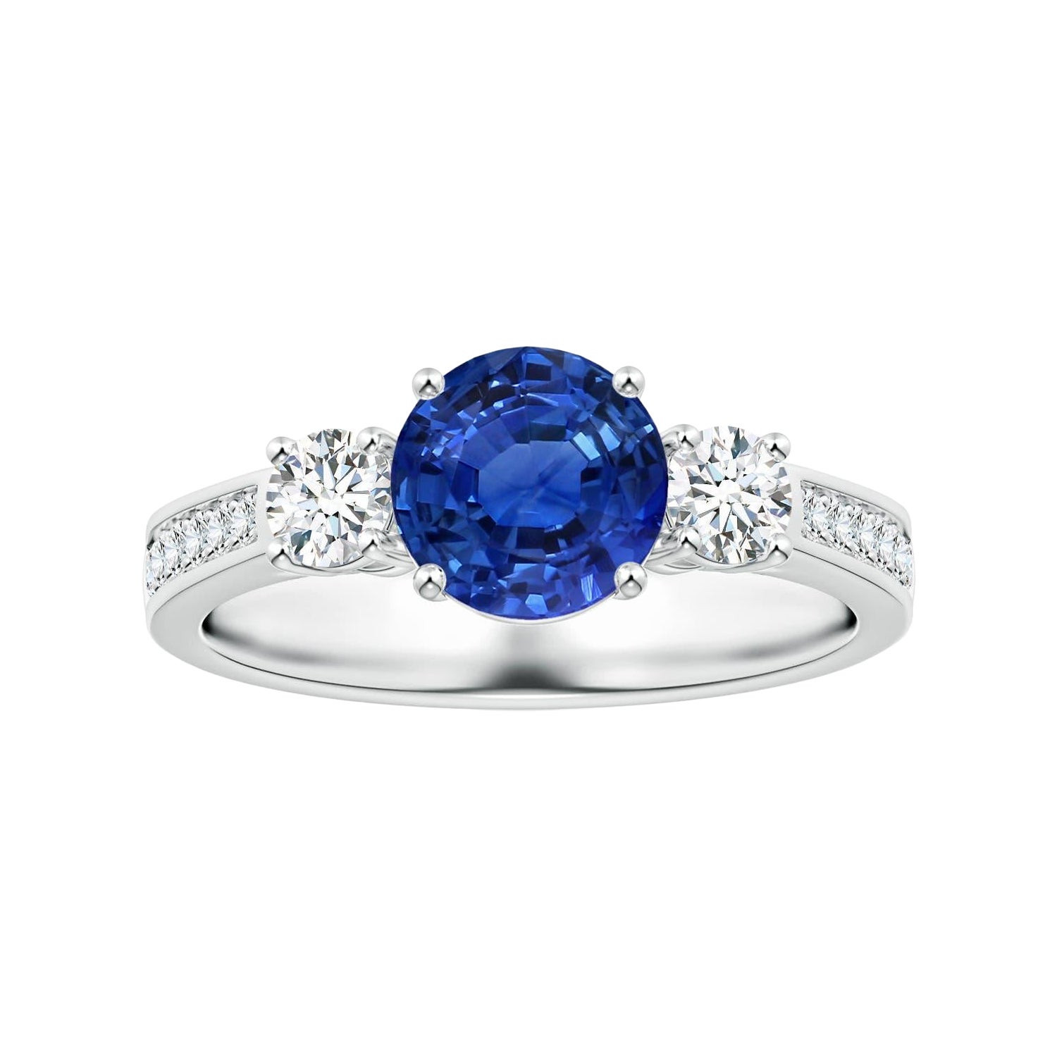Anello con tre pietre di zaffiro e diamante in oro 14 carati con certificato GIA di Angara Nature in vendita