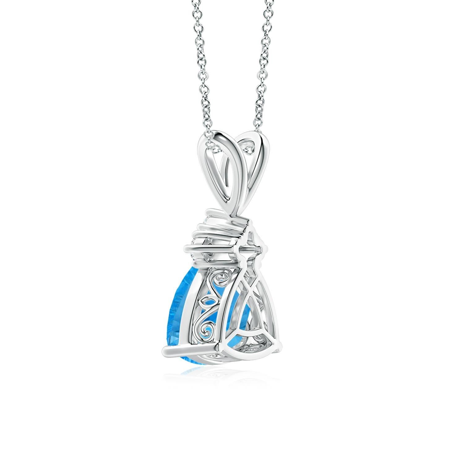 Angara Natural GIA zertifiziert Billion 10,61 ct Schweizer Blau Topas Anhänger 14K Gold (Trillionschliff) im Angebot