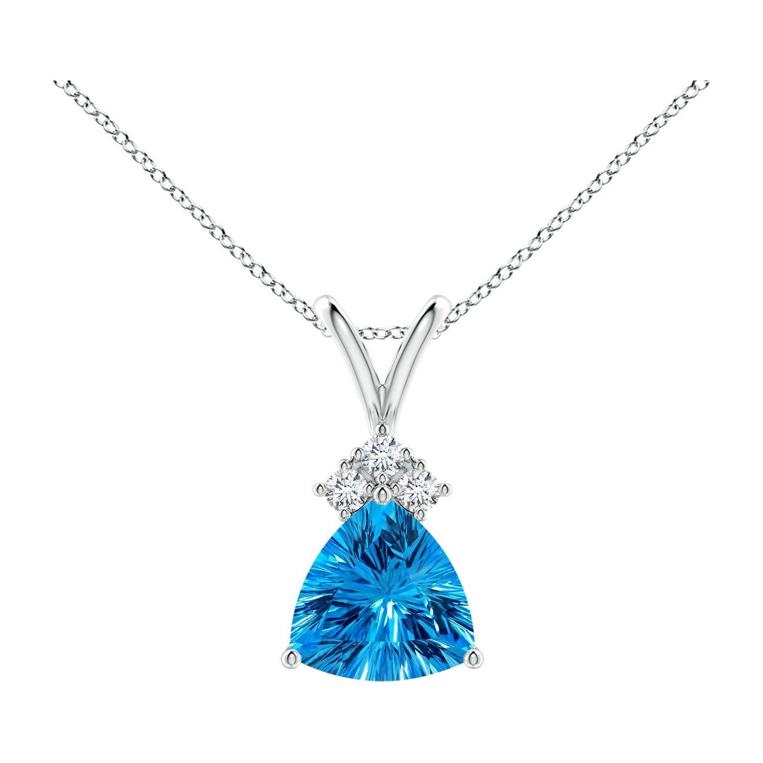 Angara Nature certifié GIA Trillion 10,61 ct Swiss Blue Topaz pendentif 14K Gold