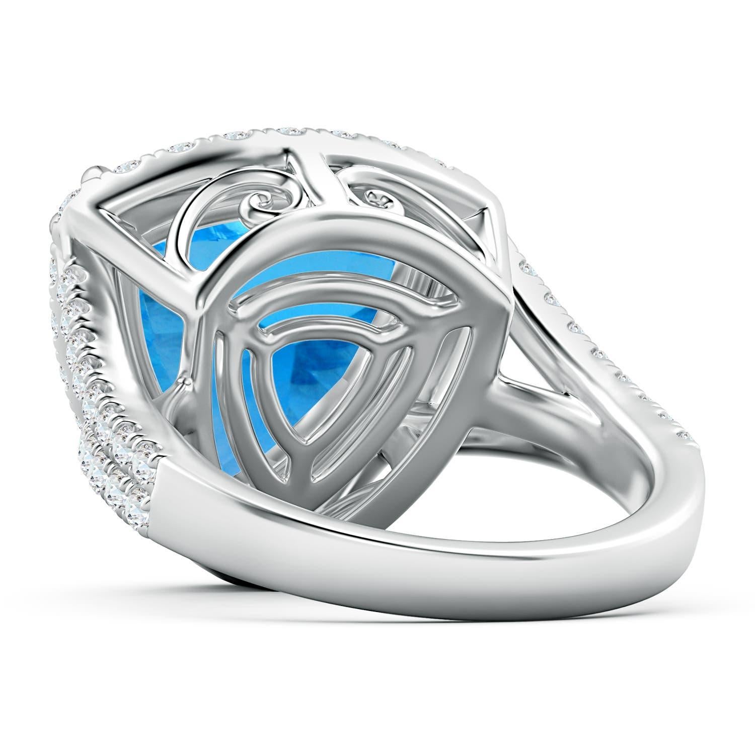 Angara Bague en or 14K avec topaze bleue suisse de 10,61 ct certifiée GIA Trillion Naturel Pour femmes en vente