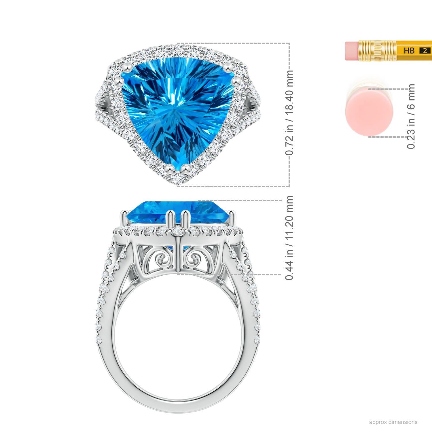 Angara Bague en or 14K avec topaze bleue suisse de 10,61 ct certifiée GIA Trillion Naturel en vente 2