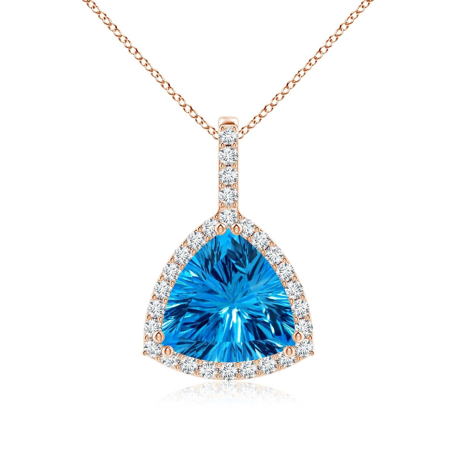 Ciondolo di Topazio Blu Svizzero di Angara Nature certificato GIA Trillion da 10,61 carati in oro 14K in vendita 4