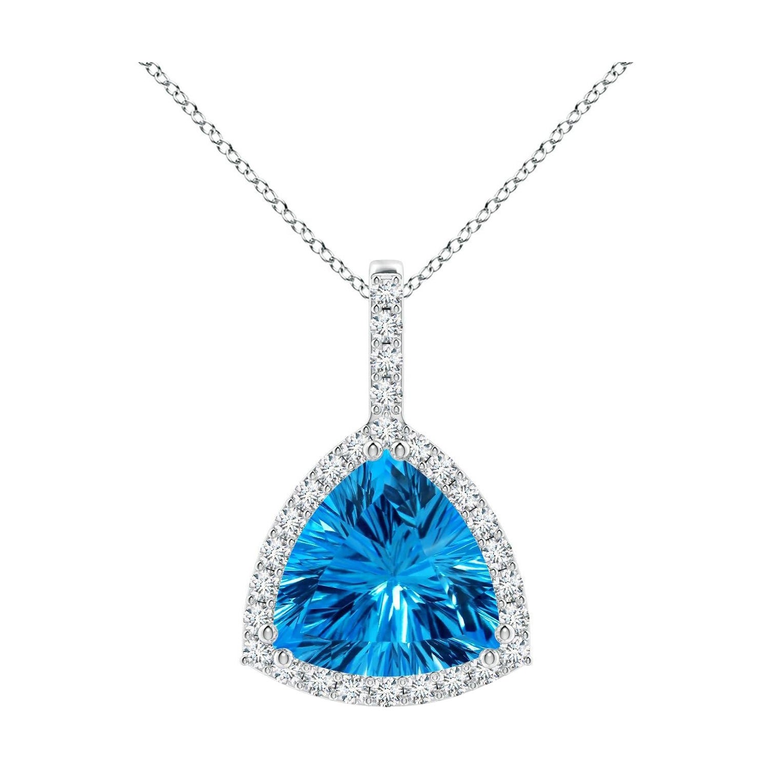 Angara Nature certifié GIA Trillion 10,61 ct Swiss Blue Topaz pendentif 14K Gold