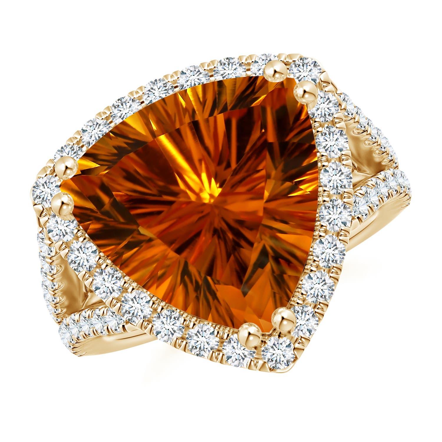 Angara Anillo de Cóctel de Citrino Trillón Natural Certificado GIA de 8,32 ct en Oro de 14K en venta 5