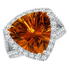 Angara natürlichen GIA zertifiziert Trillion 8,32 ct Citrin Cocktail-Ring in 14K Gold