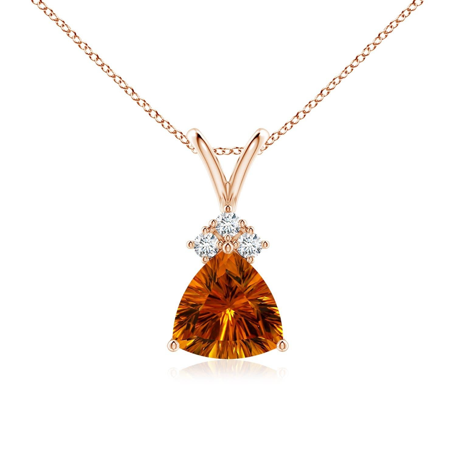 Ciondolo in oro 14K con Citrino e Diamante di Angara Nature certificato GIA Trillion da 8,32 carati in vendita 4