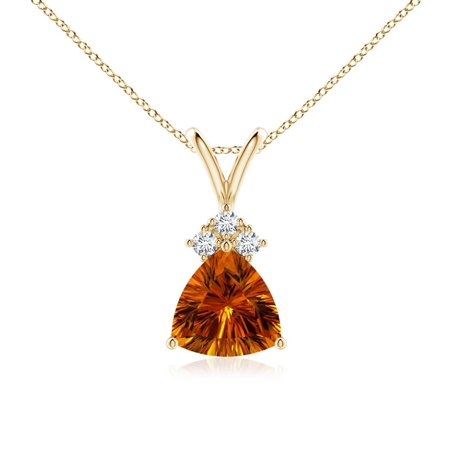 Ciondolo in oro 14K con Citrino e Diamante di Angara Nature certificato GIA Trillion da 8,32 carati in vendita 3