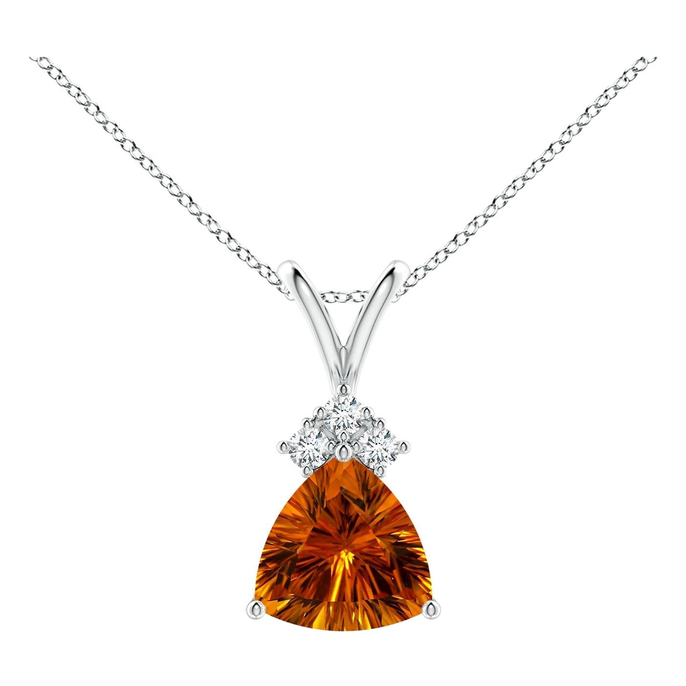 Angara Trillón Natural Certificado GIA 8,32 ct Citrino y Diamante Colgante Oro 14K