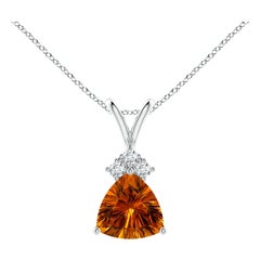 Angara Trillón Natural Certificado GIA 8,32 ct Citrino y Diamante Colgante Oro 14K
