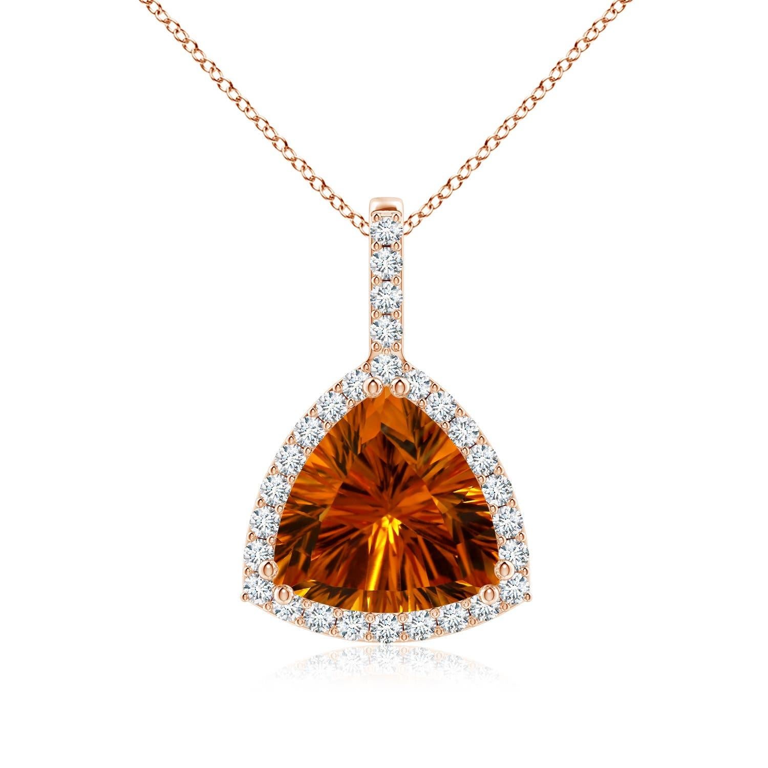 Ciondolo aureola con citrino naturale di Angara certificato GIA da 8,32 carati in oro 14K in vendita 4