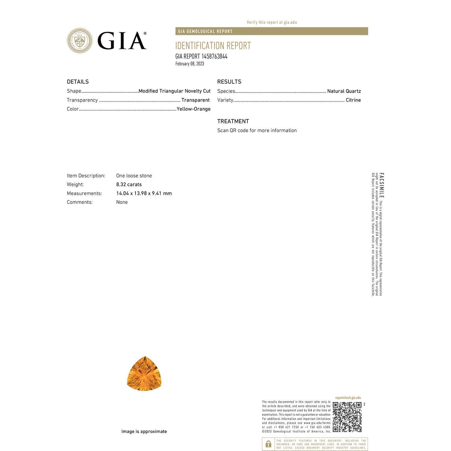 Moderno Ciondolo aureola con citrino naturale di Angara certificato GIA da 8,32 carati in oro 14K in vendita