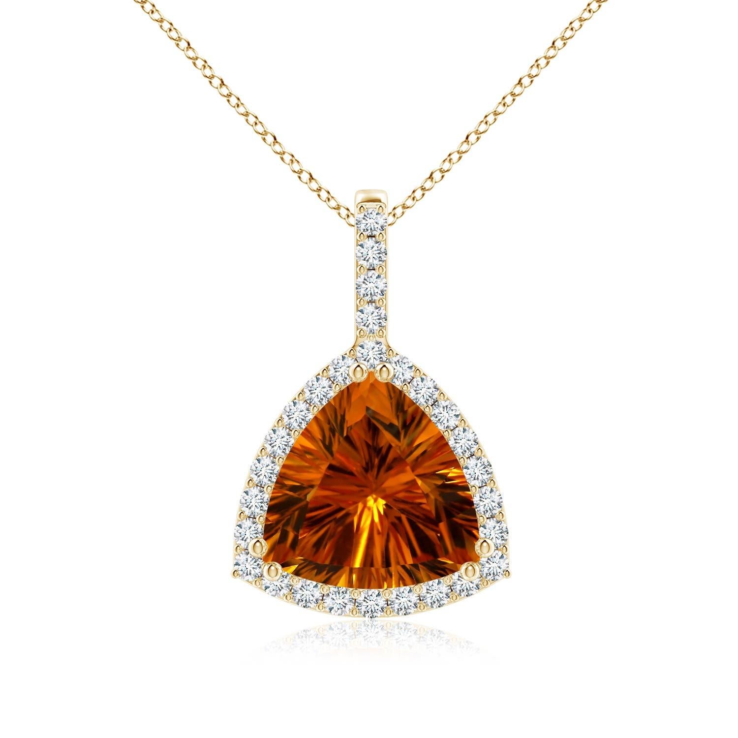 Ciondolo aureola con citrino naturale di Angara certificato GIA da 8,32 carati in oro 14K in vendita 3