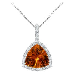 Angara Colgante Halo de Citrino Natural Certificado GIA Trillón de 8,32 ct en Oro de 14K